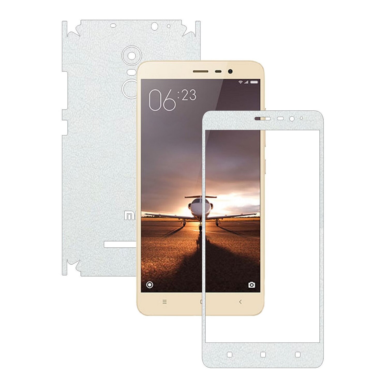 Folie de protectie Carbon Skinz, Husa de tip Skin Adeziv pentru Carcasa, Piele Alba dedicata Xiaomi RedMi Note 3