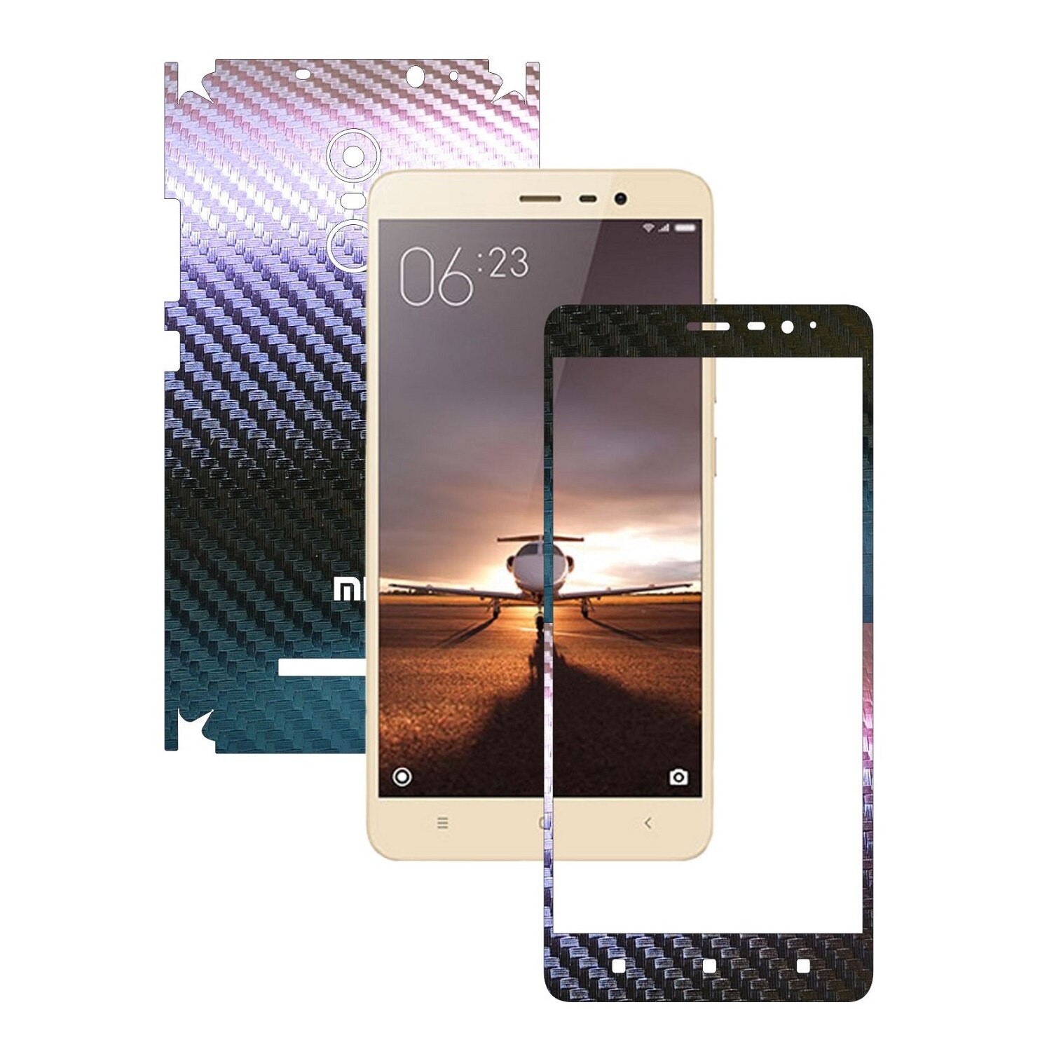 Folie de protectie Carbon Skinz, Husa de tip Skin Adeziv pentru Carcasa, Carbon Cameleon dedicata Xiaomi RedMi Note 3