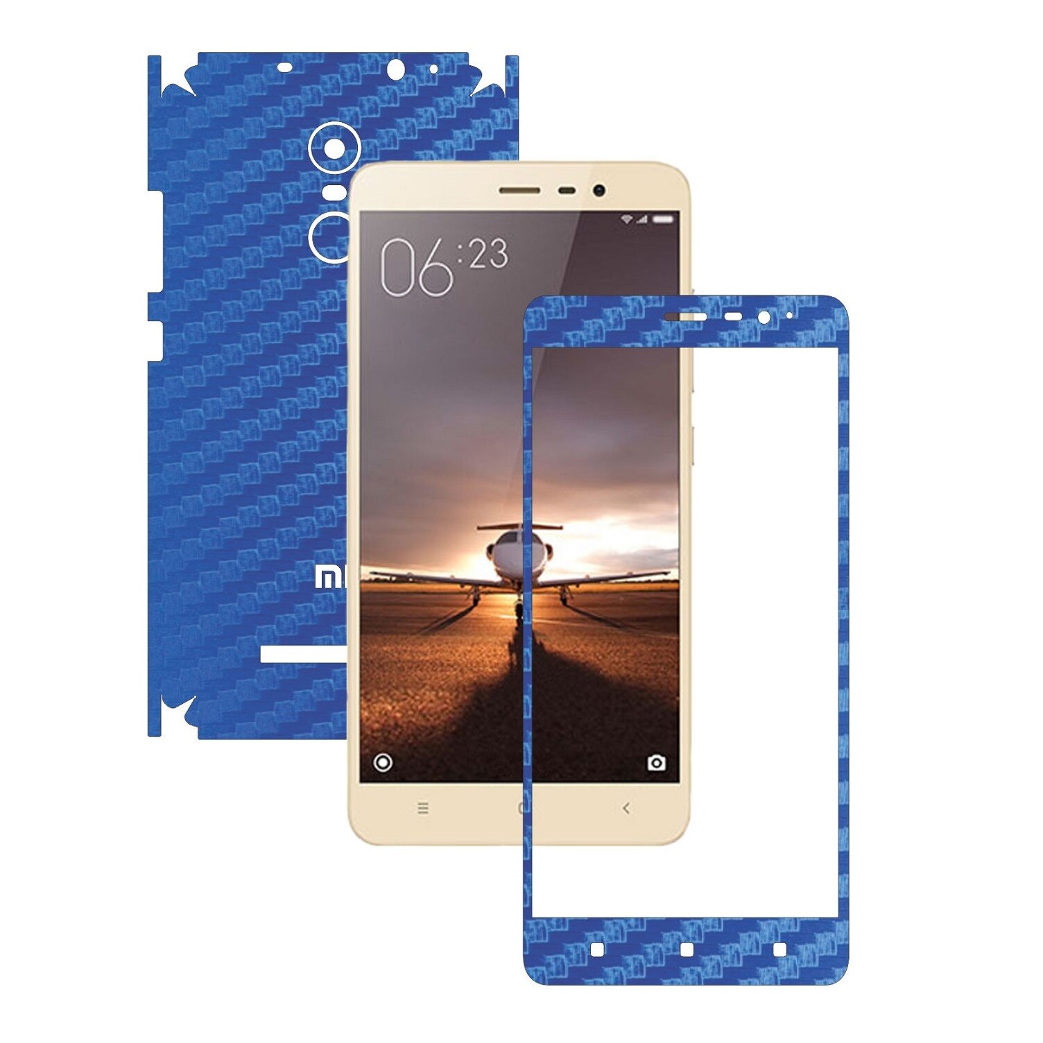 Folie de protectie Carbon Skinz, Husa de tip Skin Adeziv pentru Carcasa, Carbon Albastru dedicata Xiaomi RedMi Note 3