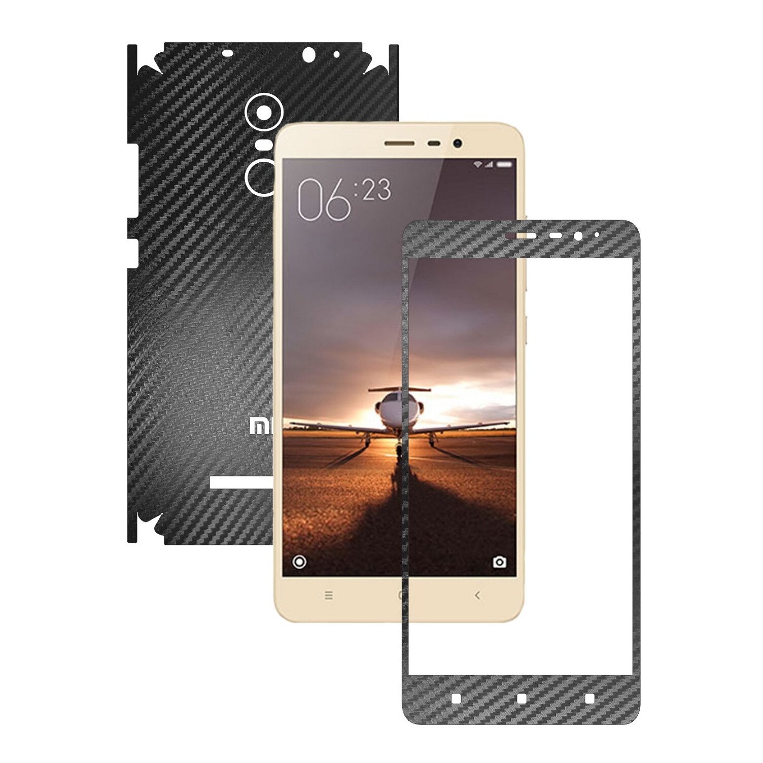 Folie de protectie Carbon Skinz, Husa de tip Skin Adeziv pentru Carcasa, Carbon Negru dedicata Xiaomi RedMi Note 3
