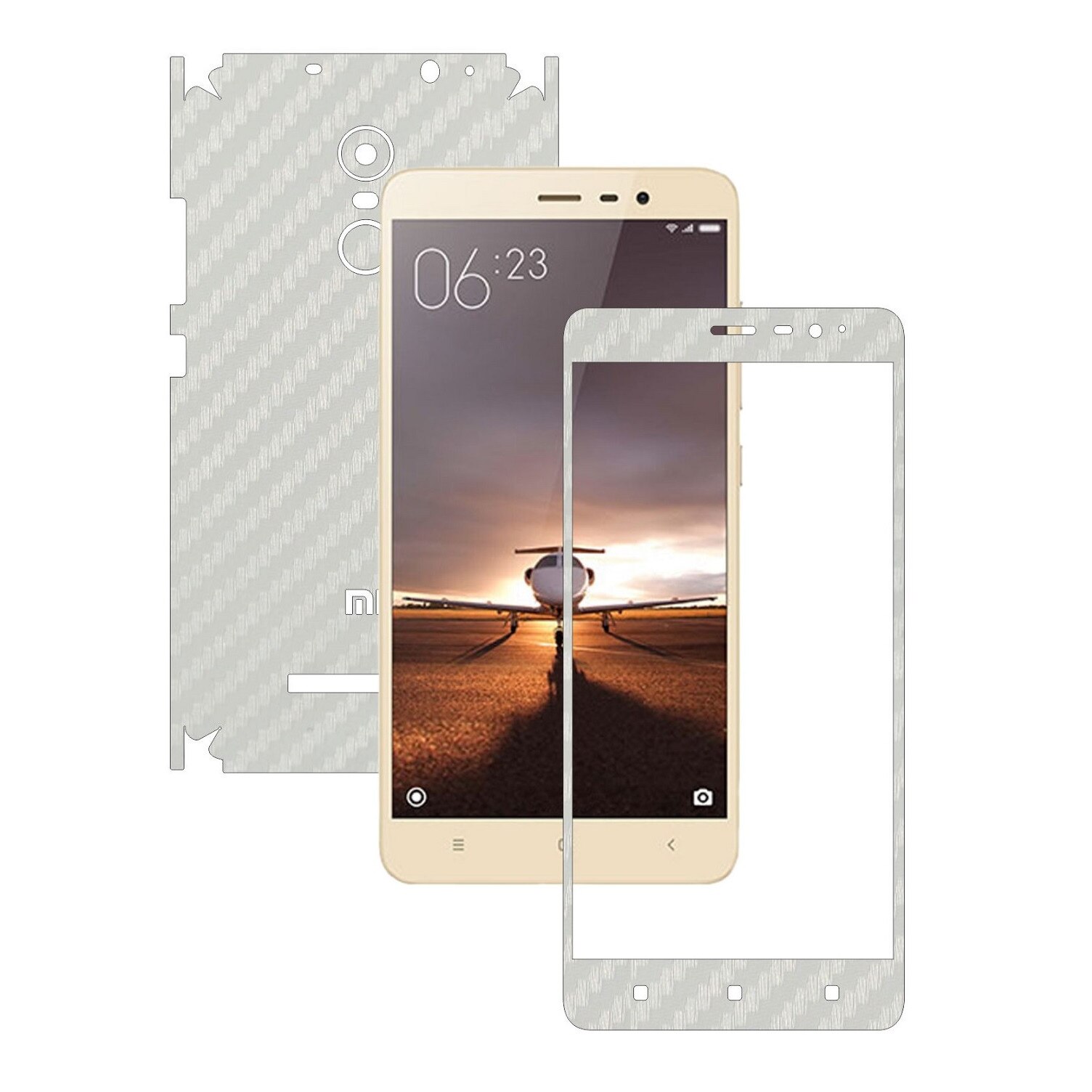 Folie de protectie Carbon Skinz, Husa de tip Skin Adeziv pentru Carcasa, Carbon Alb dedicata Xiaomi RedMi Note 3