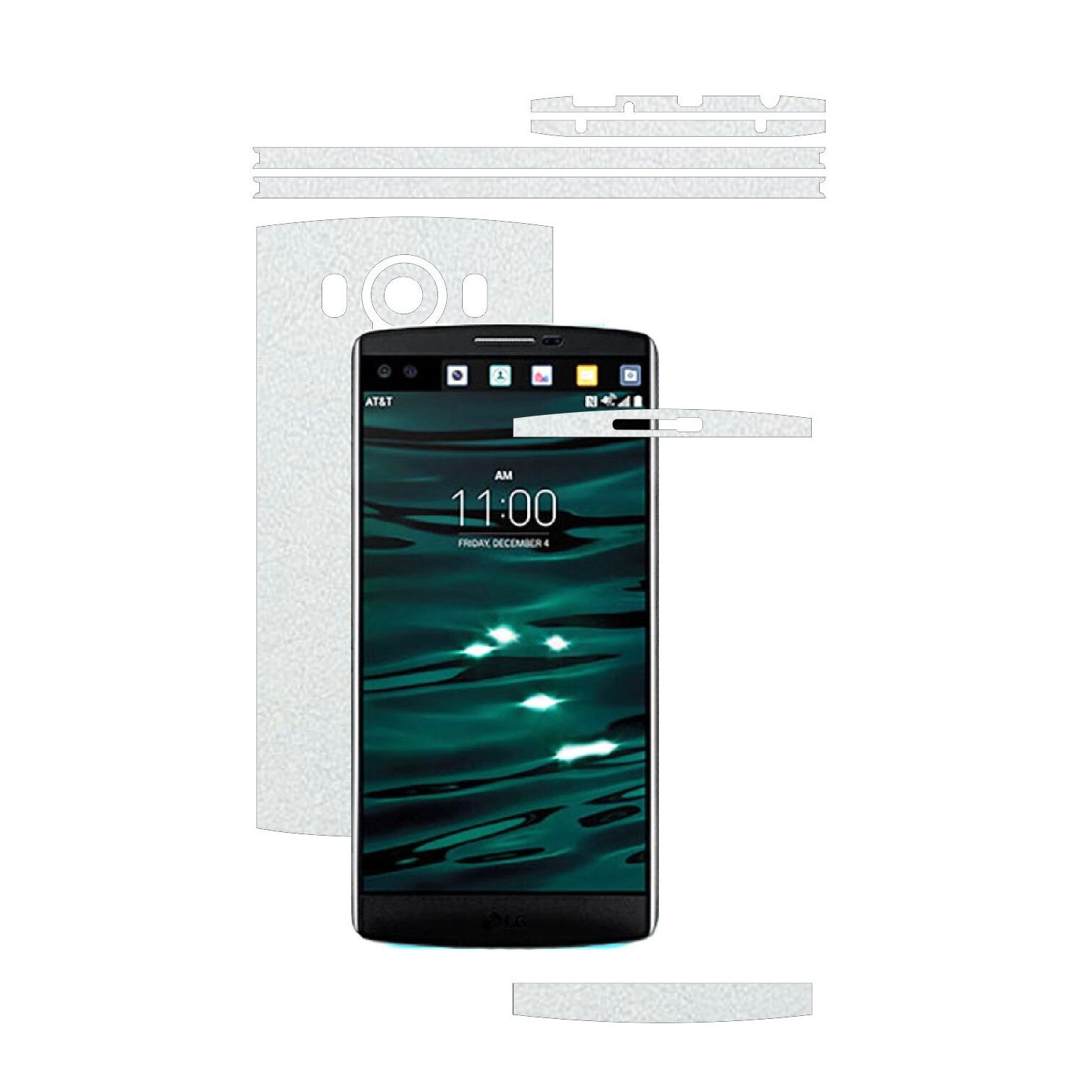 Folie de protectie Carbon Skinz, Husa de tip Skin Adeziv pentru Carcasa, Piele Alba dedicata LG V10