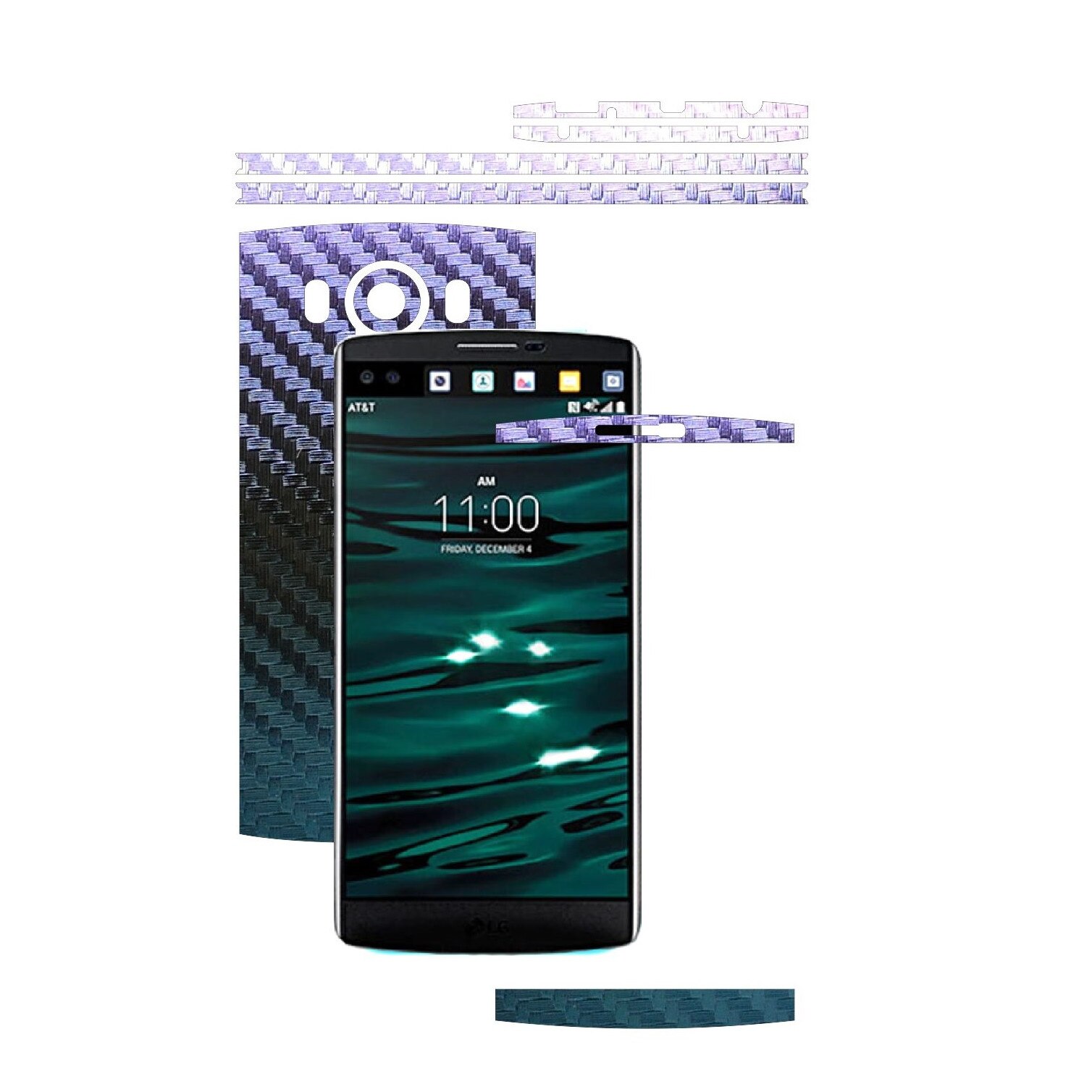 Folie de protectie Carbon Skinz, Husa de tip Skin Adeziv pentru Carcasa, Carbon Cameleon dedicata LG V10