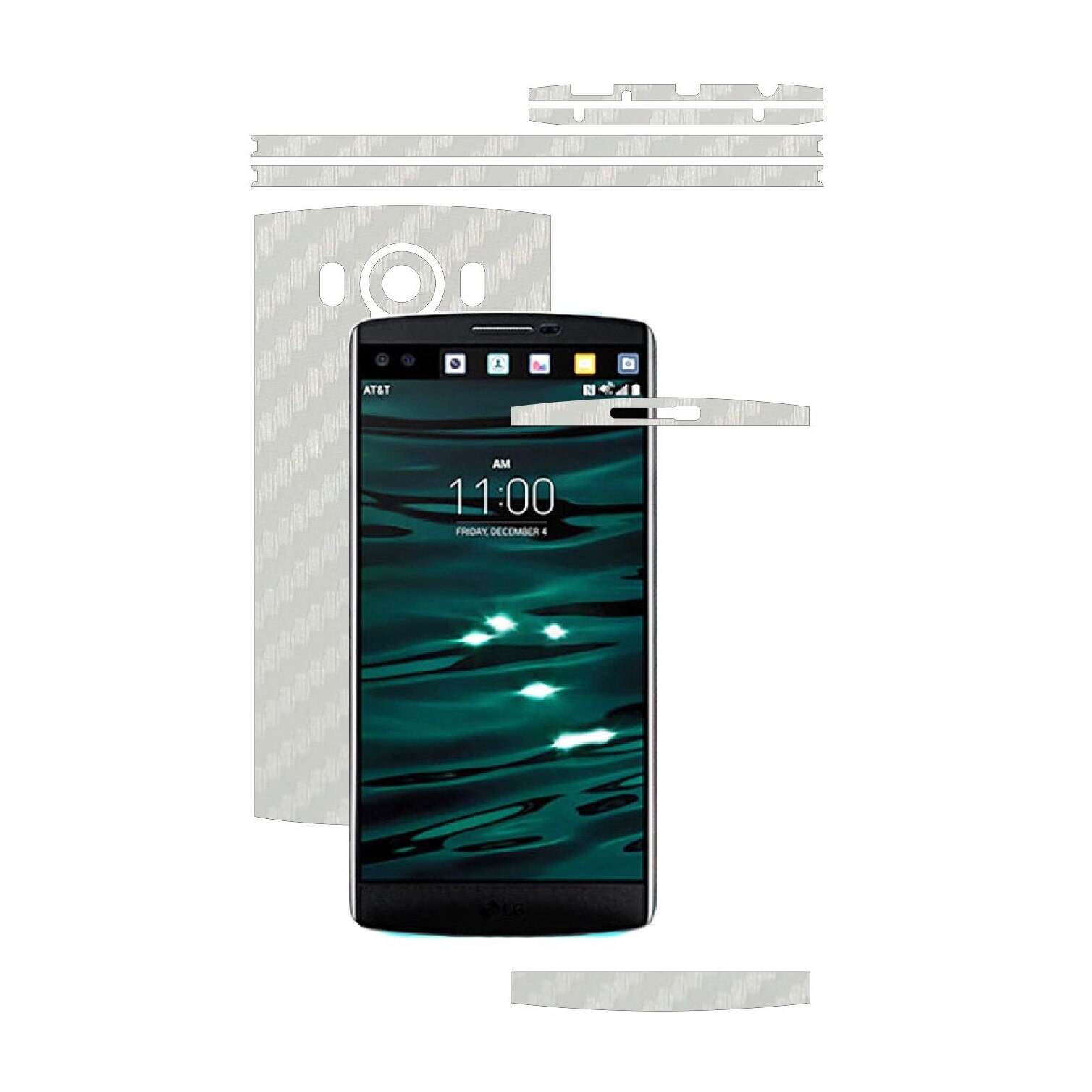 Folie de protectie Carbon Skinz, Husa de tip Skin Adeziv pentru Carcasa, Carbon Alb dedicata LG V10