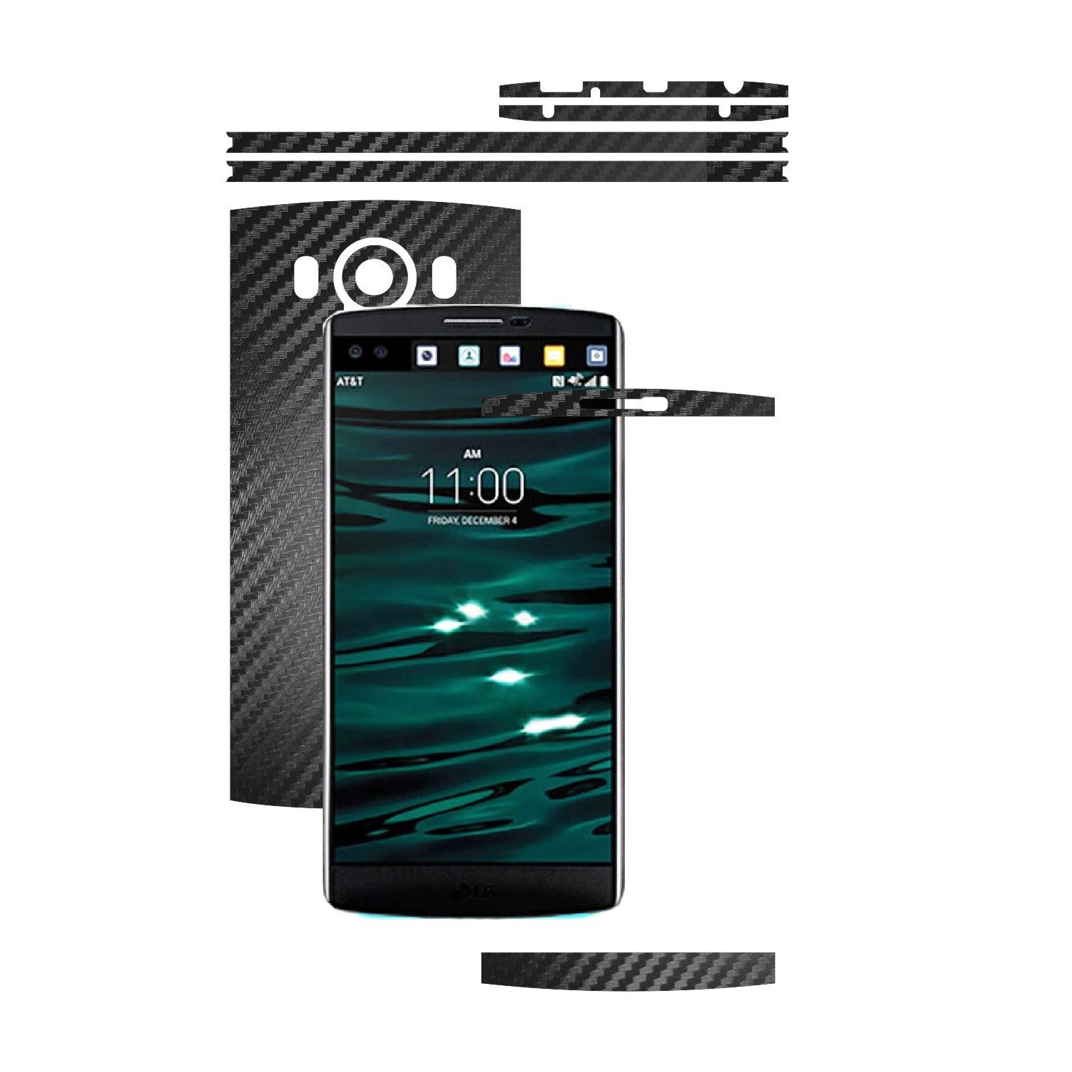 Folie de protectie Carbon Skinz, Husa de tip Skin Adeziv pentru Carcasa, Carbon Negru dedicata LG V10