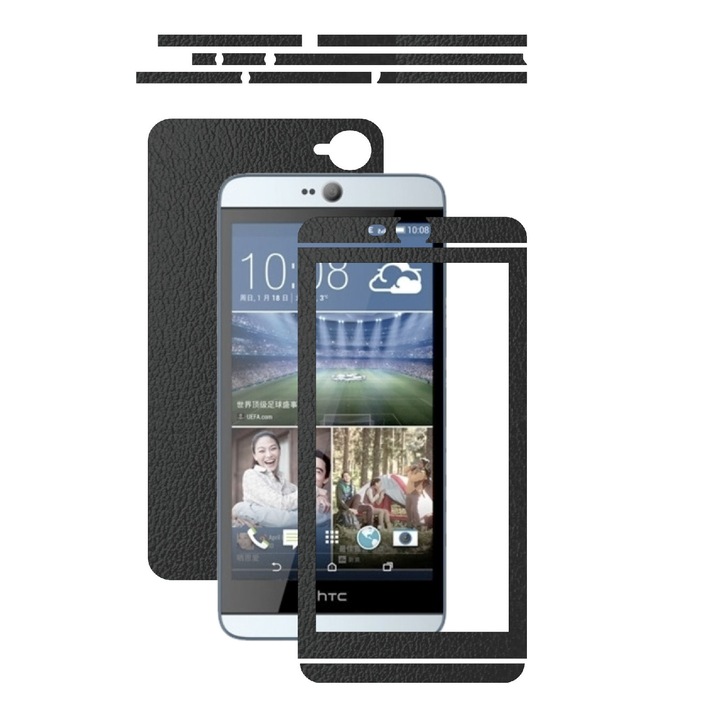 Защитно фолио Carbon Skinz, адхезивно защитно покритие за калъфа, черна кожа, посветено на HTC Desire 826