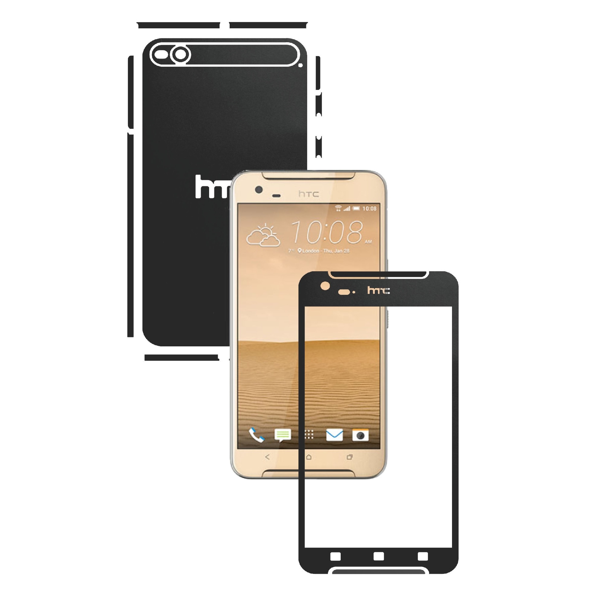 Folie de protectie Carbon Skinz, Husa de tip Skin Adeziv pentru Carcasa, Negru Mat dedicata HTC One X9