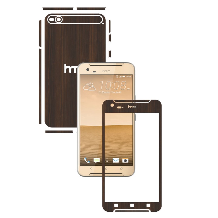 Защитно фолио Carbon Skinz, адхезивно защитно покритие за калъфа, тъмно орехово дърво, посветено на HTC One X9