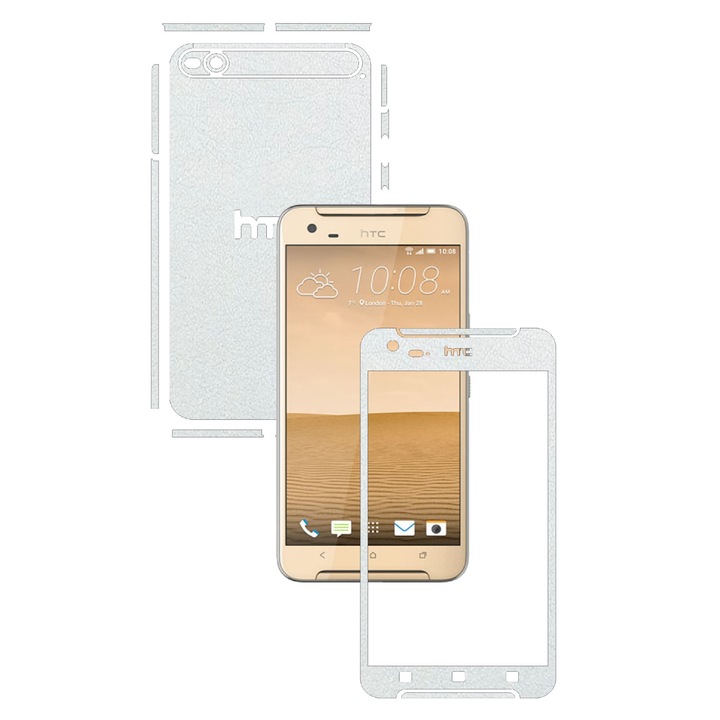 Защитно фолио Carbon Skinz, адхезивно защитно покритие за калъфа, бяла кожа, посветено на HTC One X9