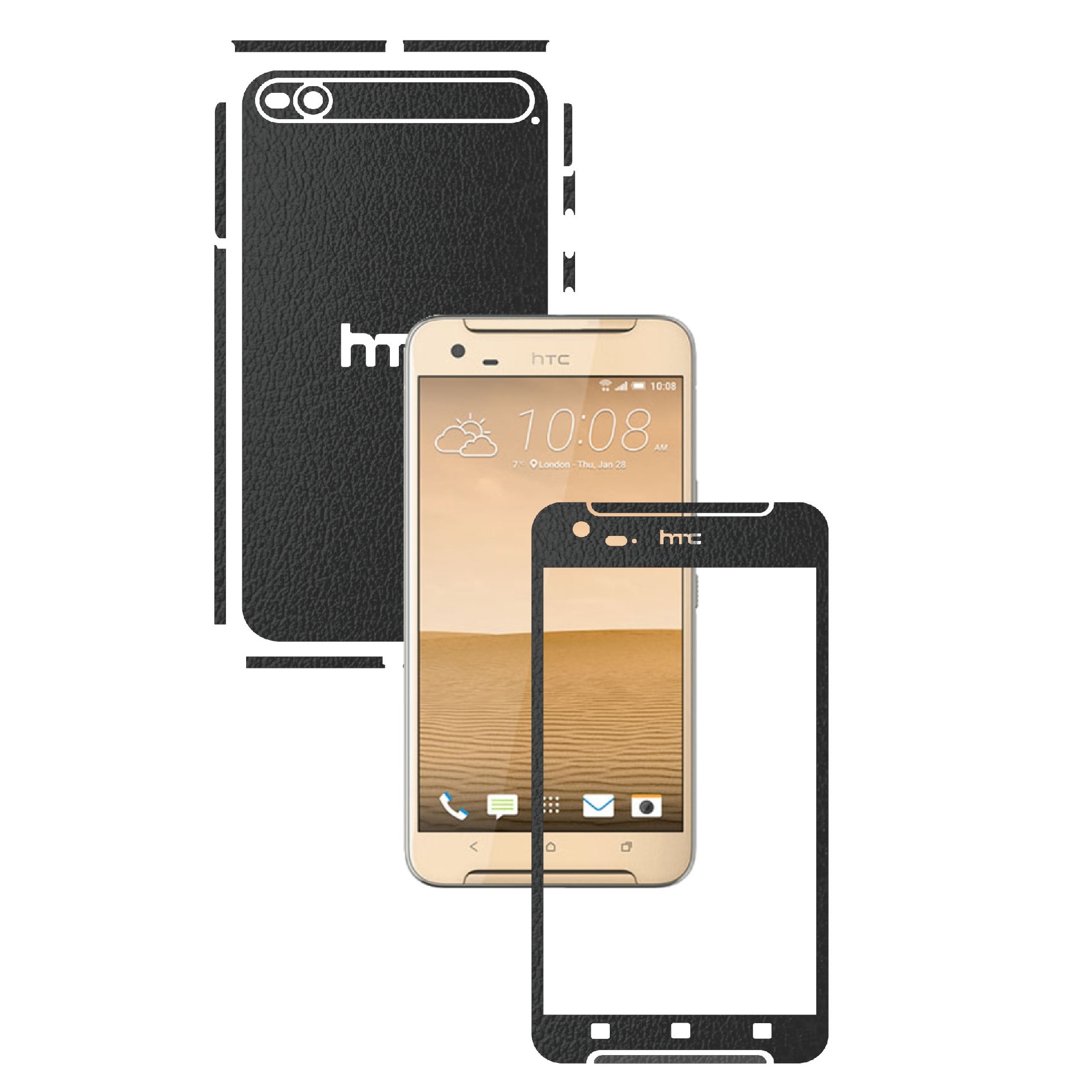 Folie de protectie Carbon Skinz, Husa de tip Skin Adeziv pentru Carcasa, Piele Neagra dedicata HTC One X9