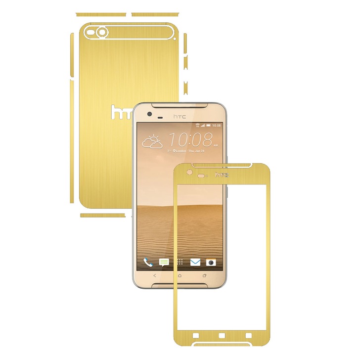 Защитно фолио Carbon Skinz, Адхезивно покритие за кожата на кутията, Матирано злато, посветено на HTC One X9