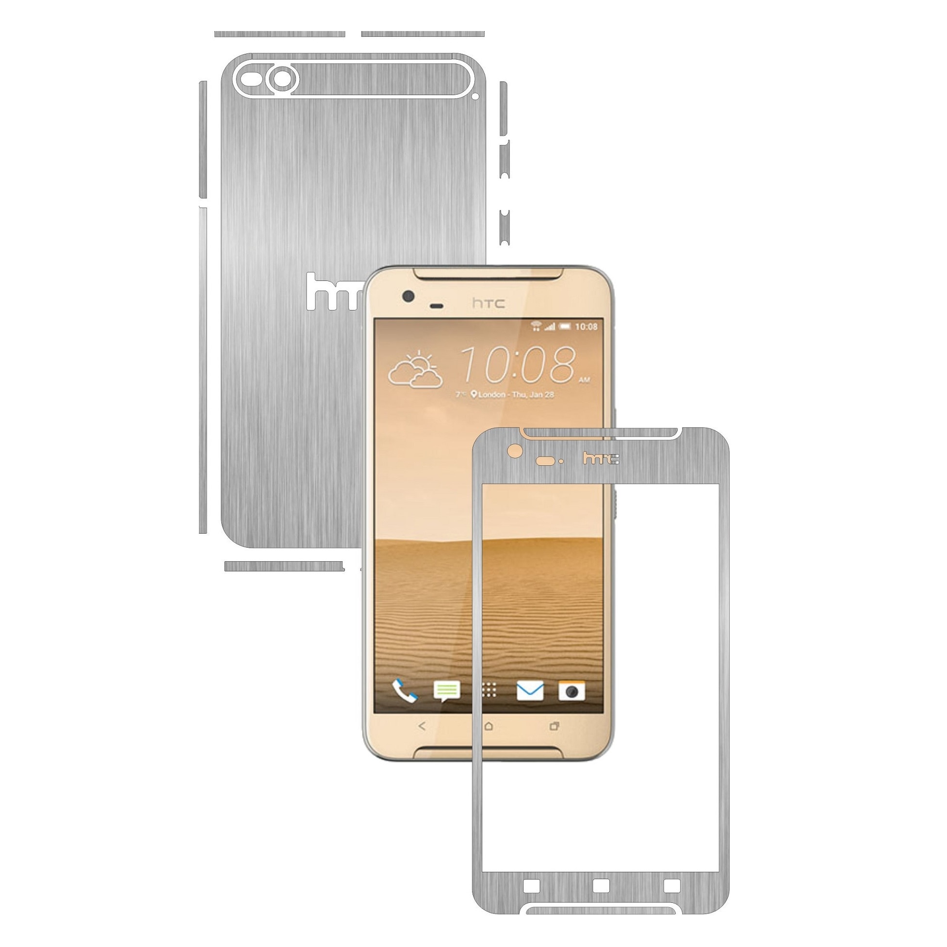 Folie de protectie Carbon Skinz, Husa de tip Skin Adeziv pentru Carcasa, Brushed Argintiu dedicata HTC One X9