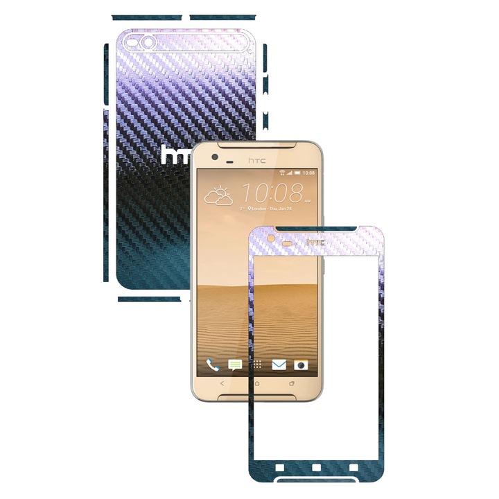 Защитно фолио Carbon Skinz, Adhesive Skin Cover за калъфа, Carbon Cameleon, посветен на HTC One X9