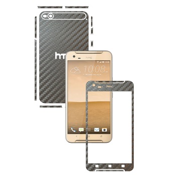 Folie de protectie Carbon Skinz, Husa de tip Skin Adeziv pentru Carcasa, Carbon Gri Argintiu dedicata HTC One X9
