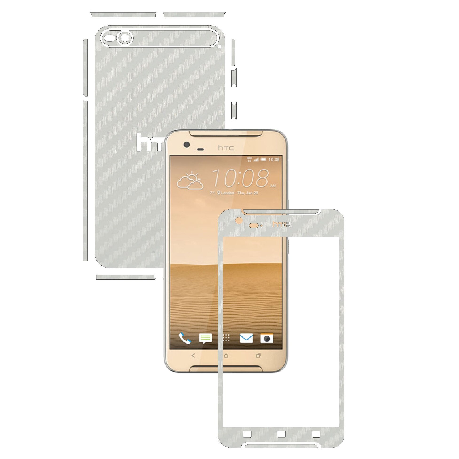 Folie de protectie Carbon Skinz, Husa de tip Skin Adeziv pentru Carcasa, Carbon Alb dedicata HTC One X9