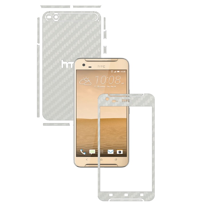 Защитен филм Carbon Skinz, Adhesive Skin Cover за калъфа, White Carbon, посветен на HTC One X9