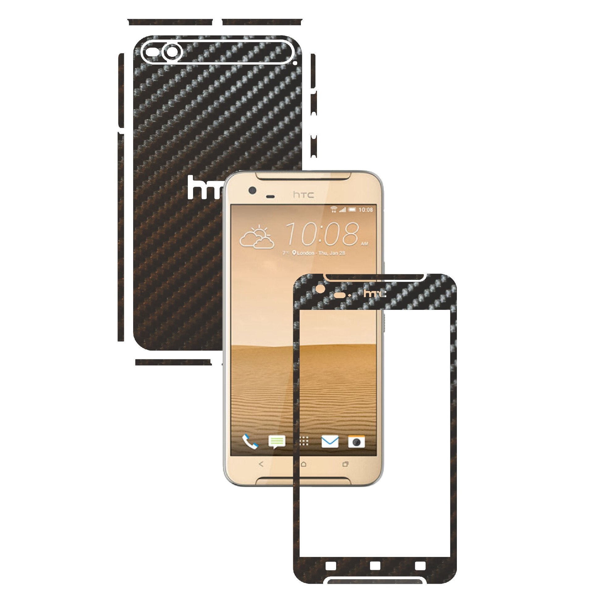 Folie de protectie Carbon Skinz, Husa de tip Skin Adeziv pentru Carcasa, Carbon Negru dedicata HTC One X9