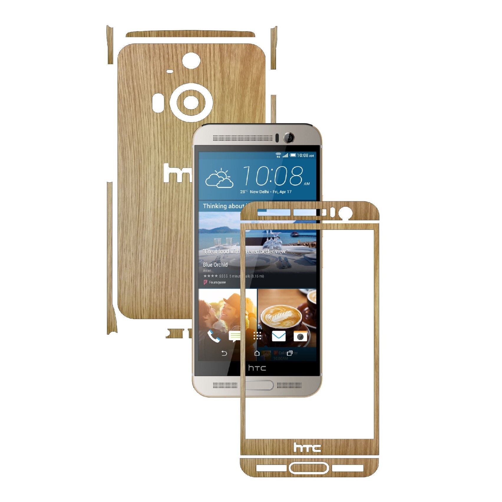 Folie de protectie Carbon Skinz, Husa de tip Skin Adeziv pentru Carcasa, Lemn Stejar dedicata HTC One M9+ Plus