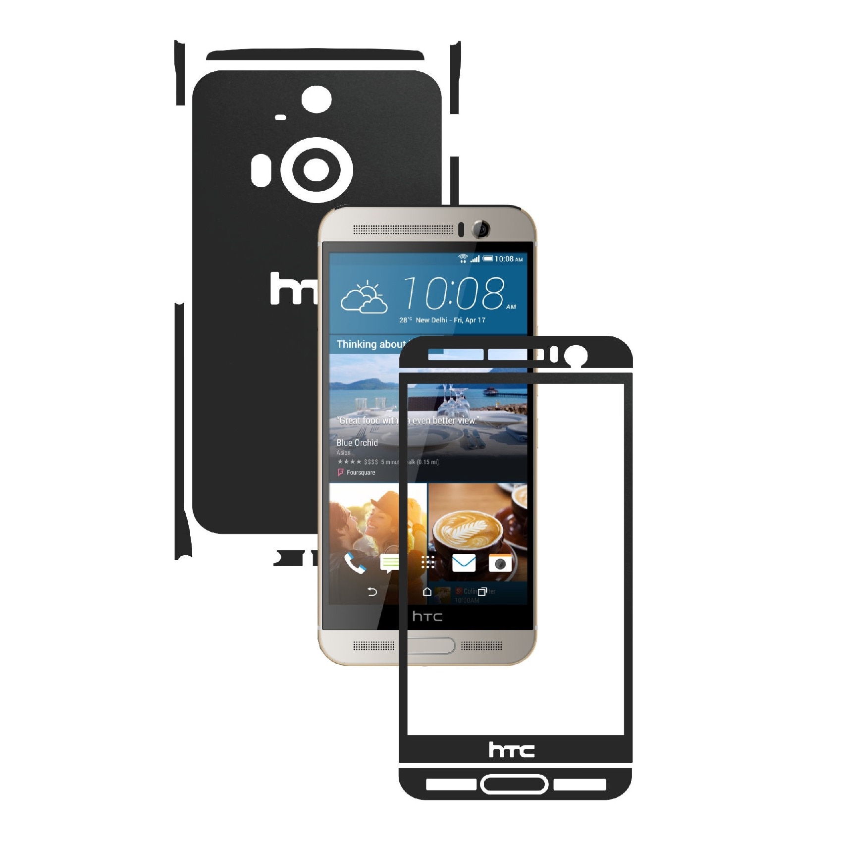 Folie de protectie Carbon Skinz, Husa de tip Skin Adeziv pentru Carcasa, Negru Mat dedicata HTC One M9+ Plus