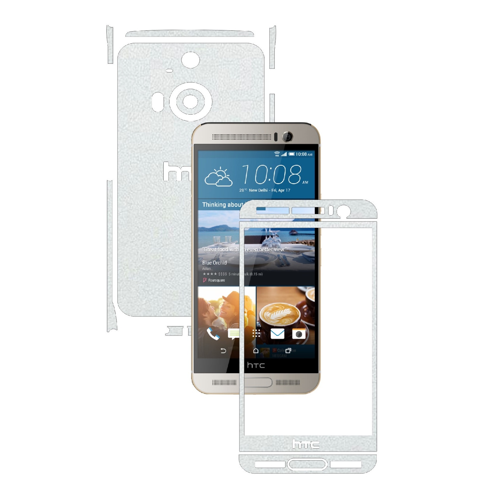 Folie de protectie Carbon Skinz, Husa de tip Skin Adeziv pentru Carcasa, Piele Alba dedicata HTC One M9+ Plus