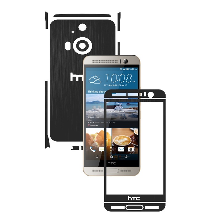 Защитно фолио Carbon Skinz, Адхезивно защитно покритие за калъфа, Brushed Black, предназначено за HTC One M9+ Plus
