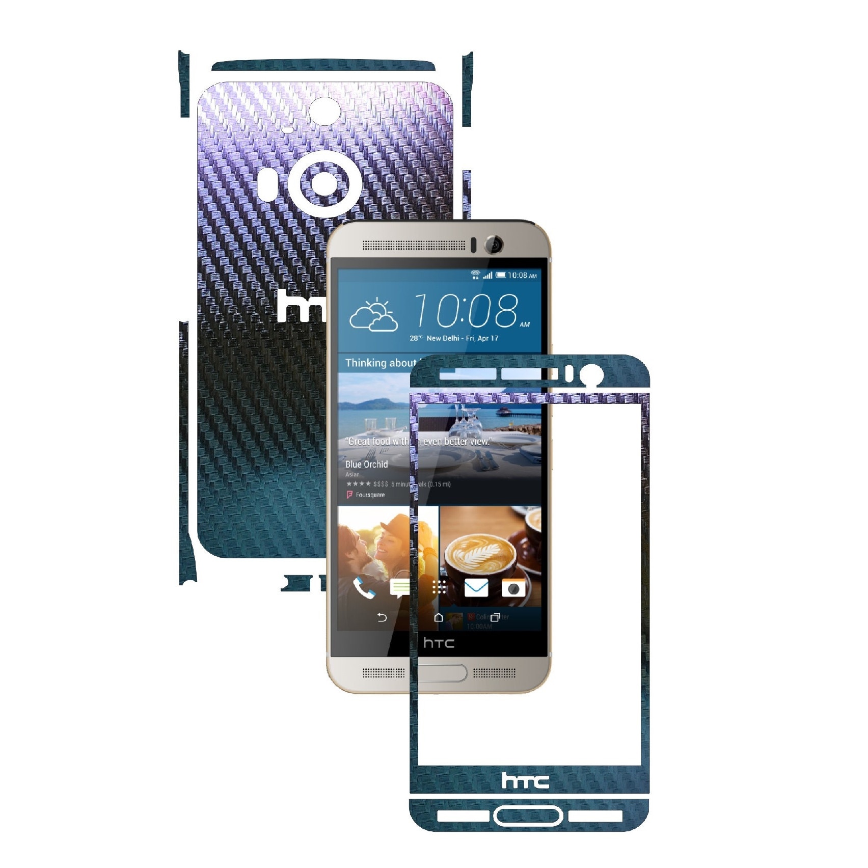 Folie de protectie Carbon Skinz, Husa de tip Skin Adeziv pentru Carcasa, Carbon Cameleon dedicata HTC One M9+ Plus