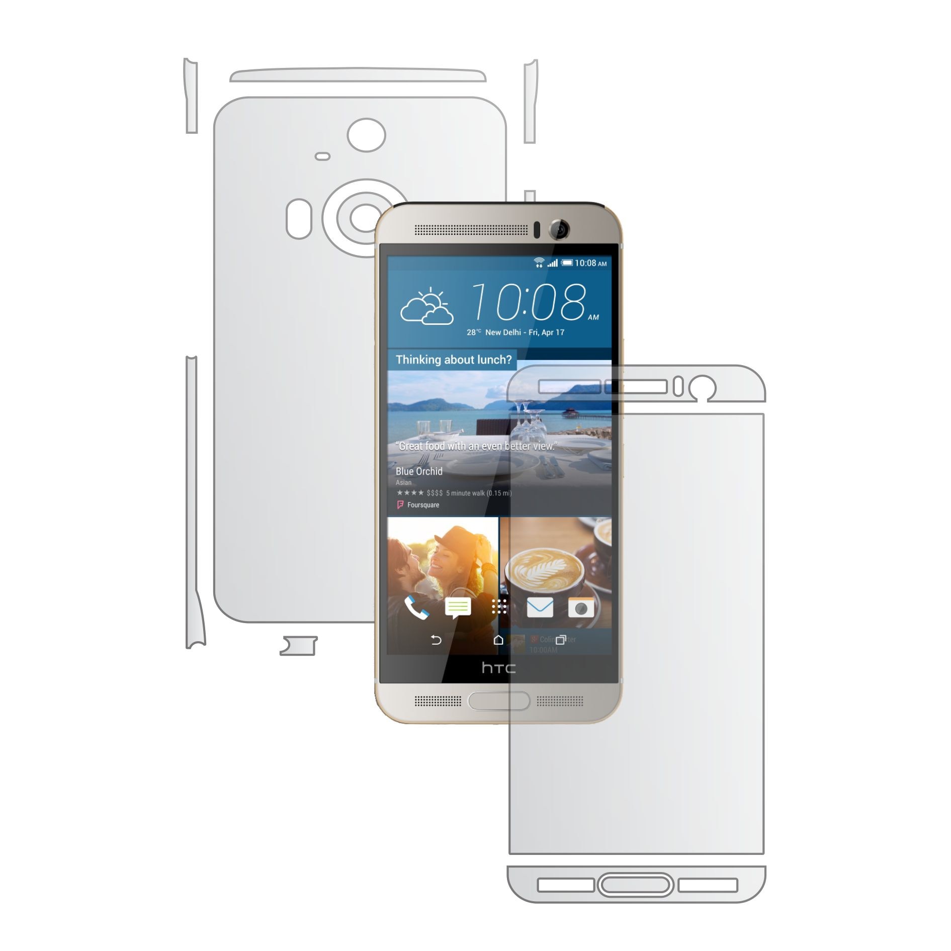 Folie Protectie Full Body Invisible Skinz Ultra-Clear AutoRegeneranta, Husa Transparenta de tip Skin Adeziv pentru Carcasa si Ecran, dedicata HTC One M9+ Plus