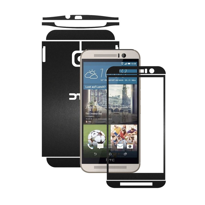 Защитно фолио Carbon Skinz, адхезивно защитно покритие за калъфа, матово черно, посветено на HTC One M9