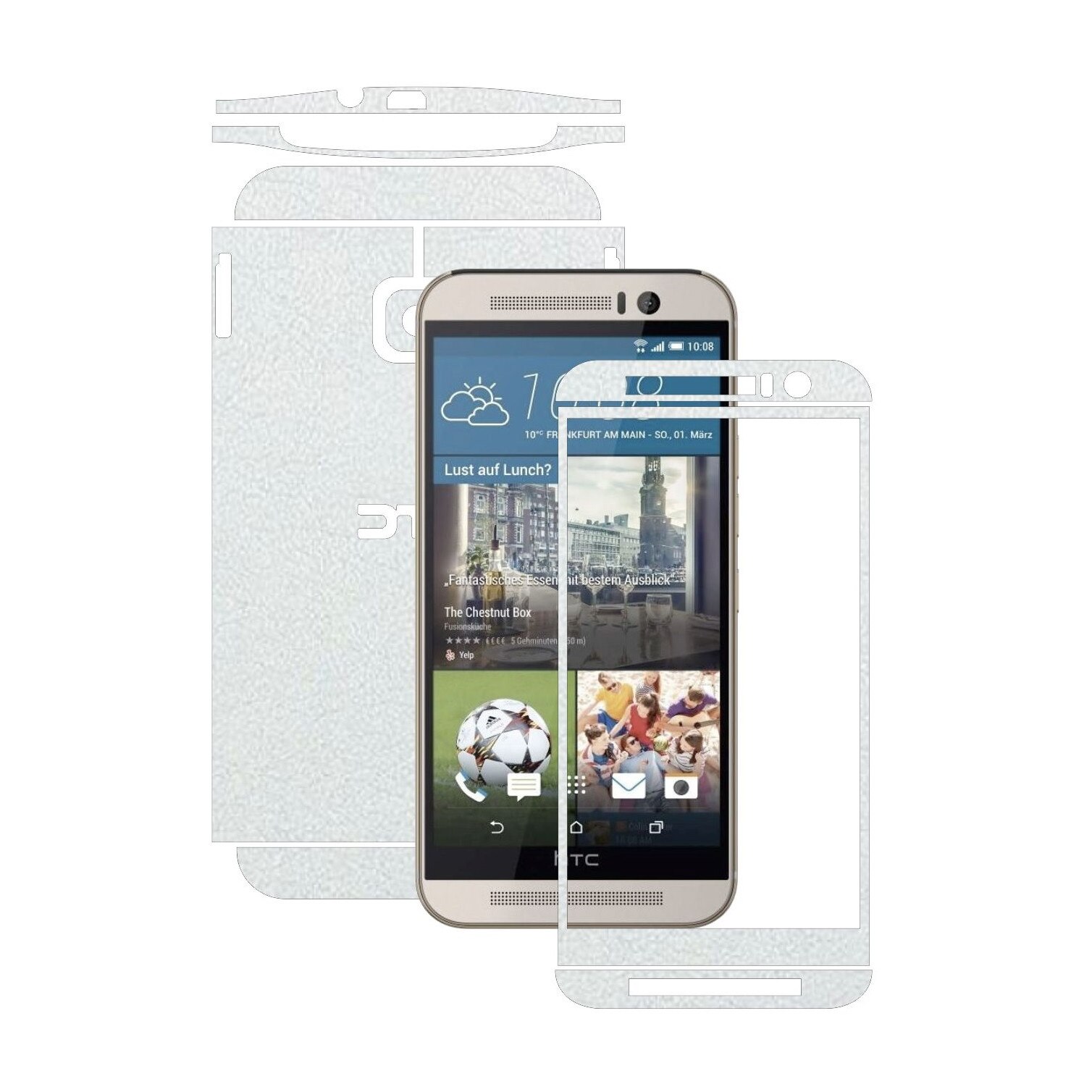 Folie de protectie Carbon Skinz, Husa de tip Skin Adeziv pentru Carcasa, Piele Alba dedicata HTC One M9
