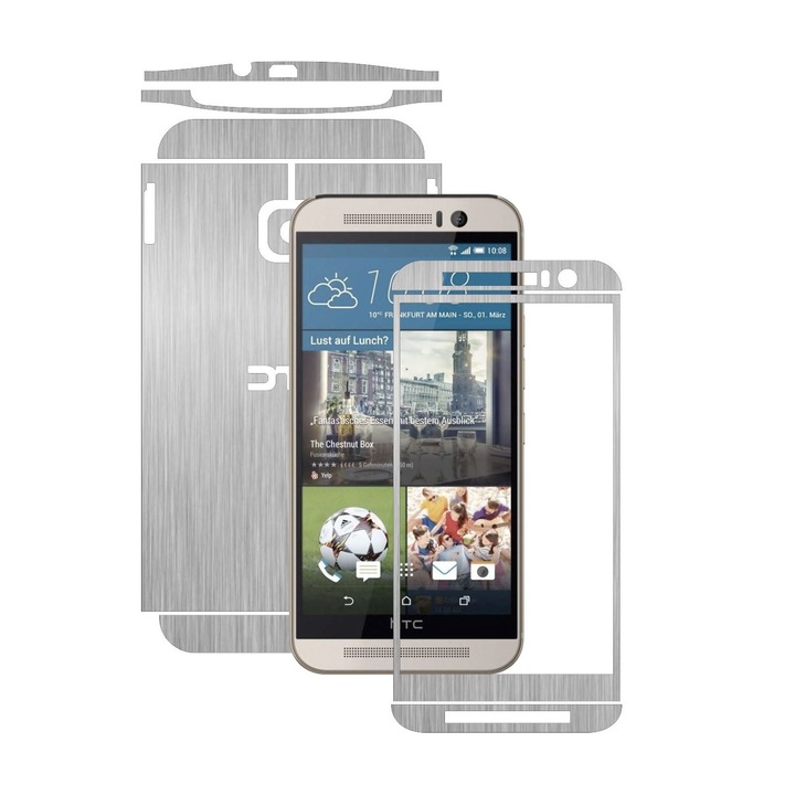 Защитно фолио Carbon Skinz, Адхезивно покритие за кожата на кутията, Brushed Silver, посветено на HTC One M9