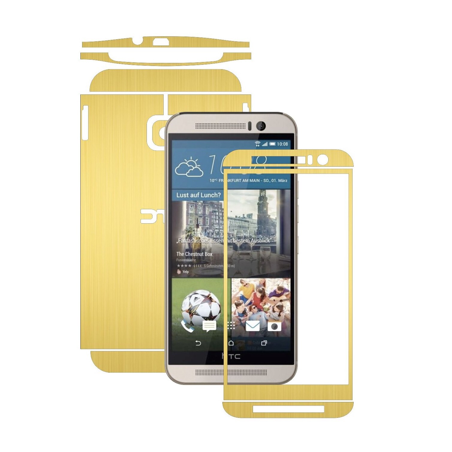 Folie de protectie Carbon Skinz, Husa de tip Skin Adeziv pentru Carcasa, Brushed Auriu dedicata HTC One M9