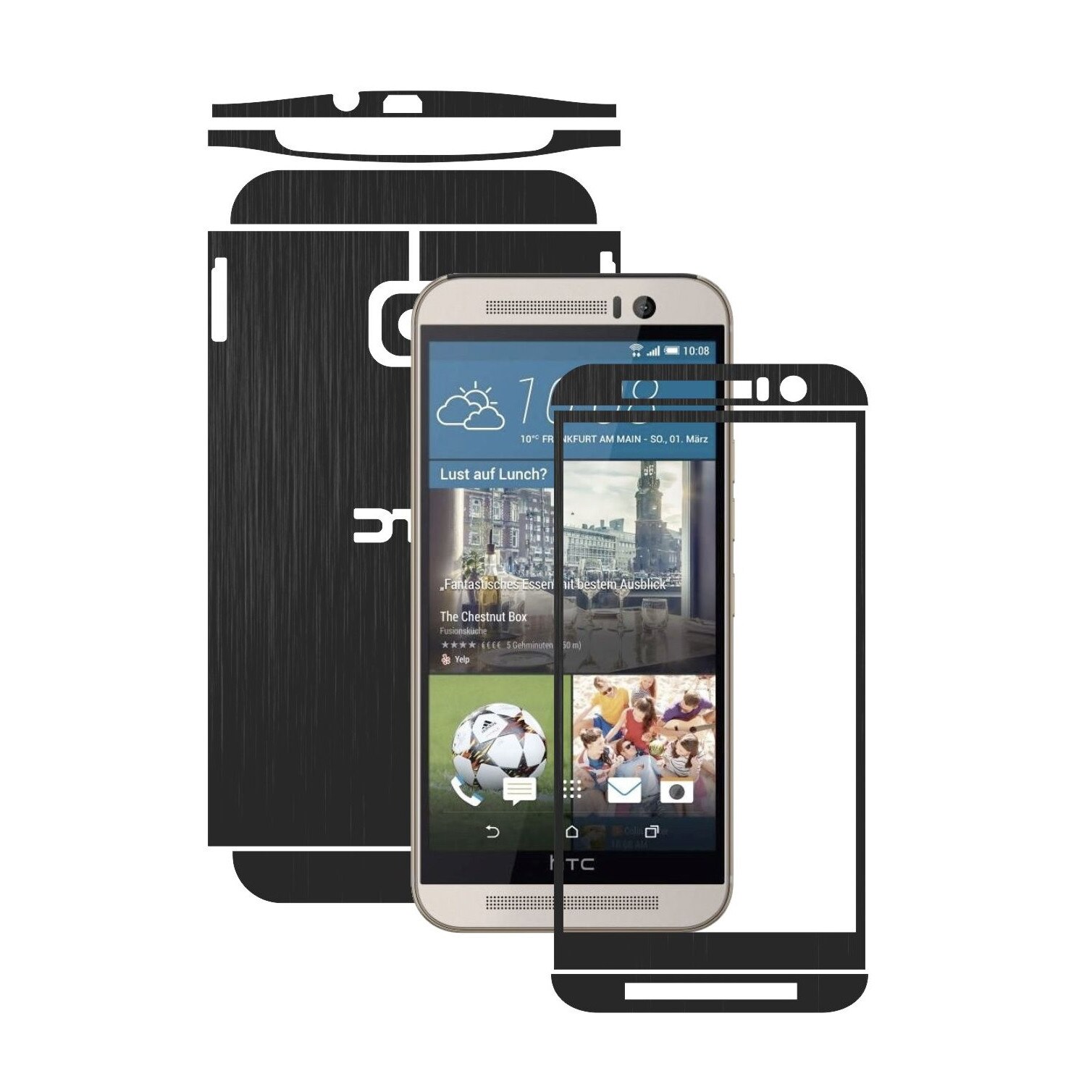 Folie de protectie Carbon Skinz, Husa de tip Skin Adeziv pentru Carcasa, Brushed Negru dedicata HTC One M9