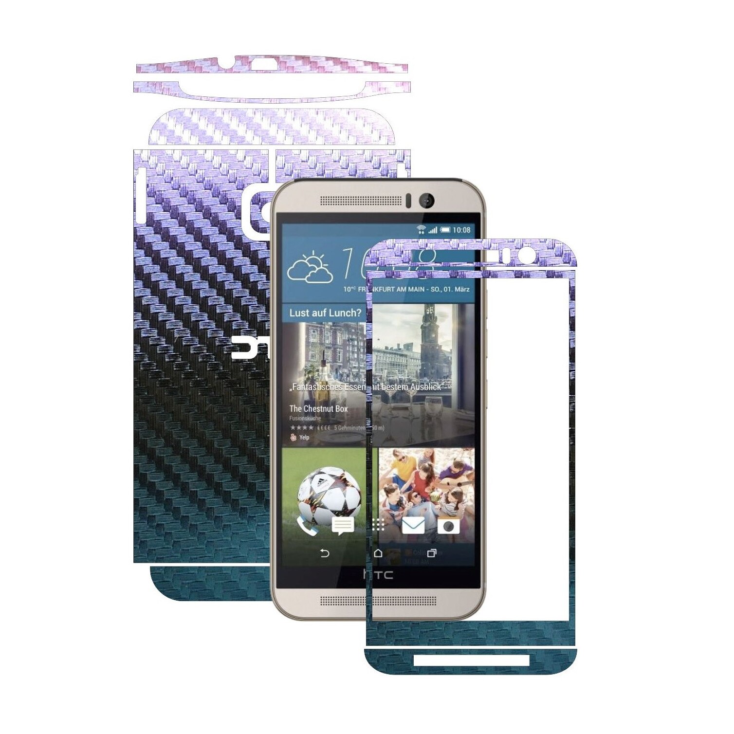 Folie de protectie Carbon Skinz, Husa de tip Skin Adeziv pentru Carcasa, Carbon Cameleon dedicata HTC One M9