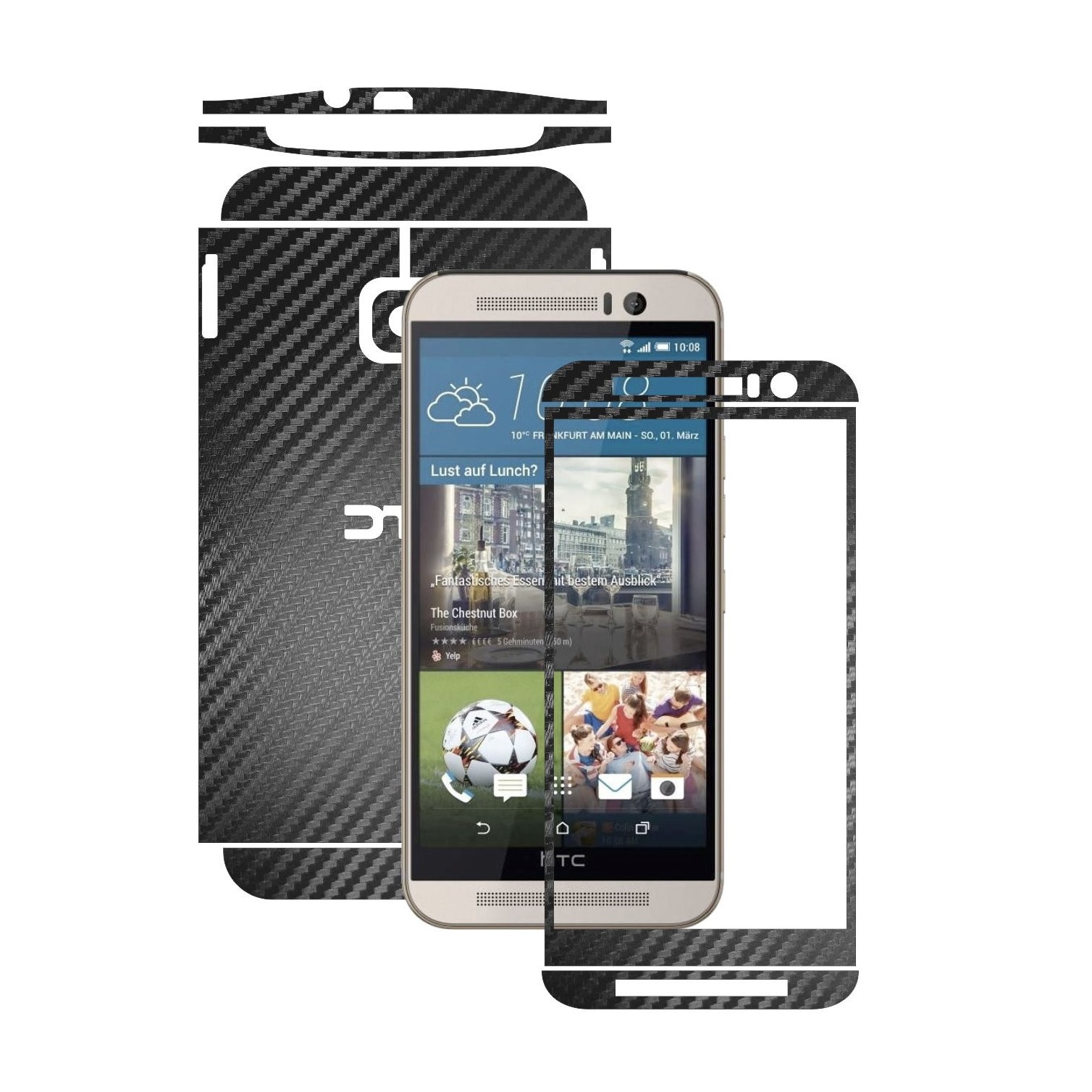 Folie de protectie Carbon Skinz, Husa de tip Skin Adeziv pentru Carcasa, Carbon Negru dedicata HTC One M9