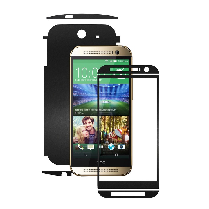 Защитно фолио Carbon Skinz, адхезивно защитно покритие за калъфа, матово черно, посветено на HTC One M8