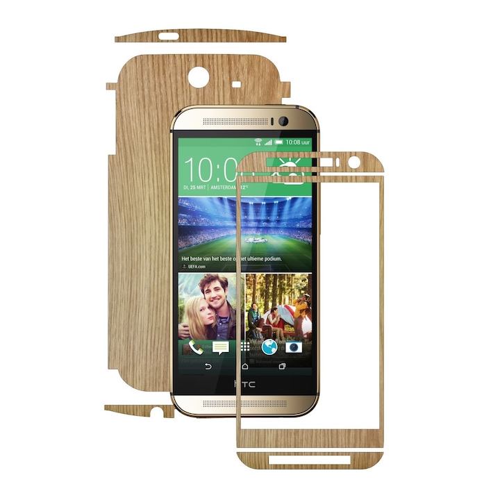 Защитен филм Carbon Skinz, Adhesive Skin Cover for Case, Oak Wood, посветен на HTC One M8
