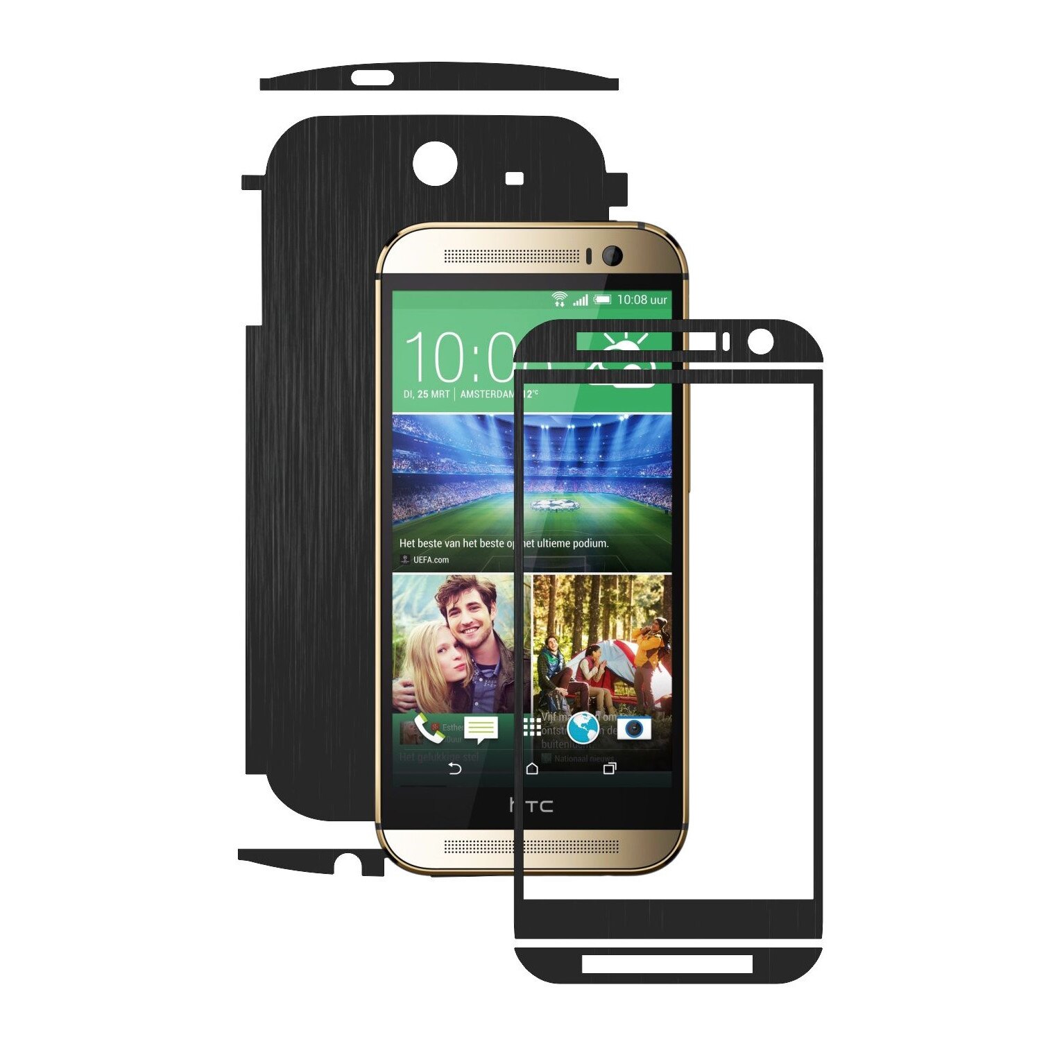 Folie de protectie Carbon Skinz, Husa de tip Skin Adeziv pentru Carcasa, Brushed Negru dedicata HTC One M8