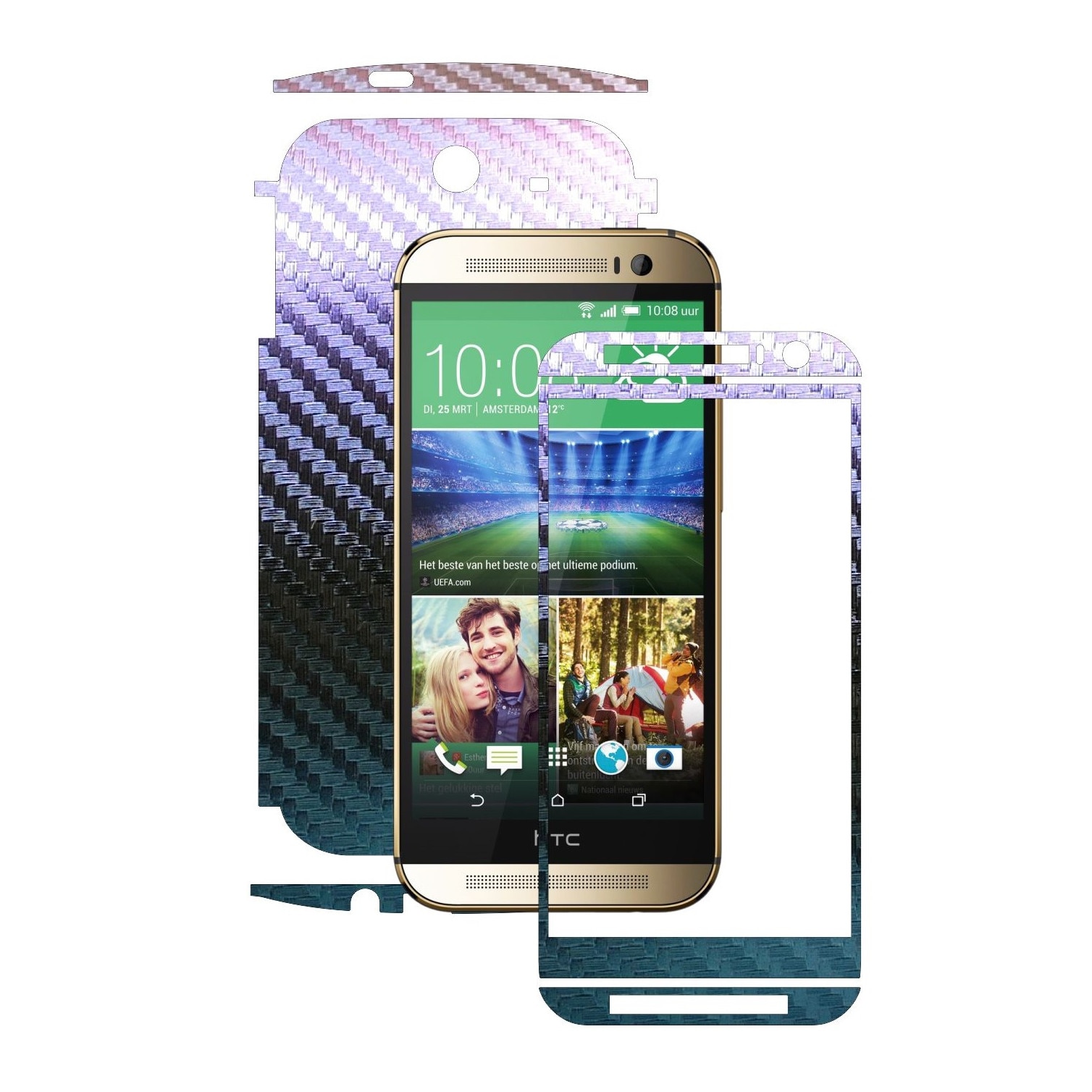 Folie de protectie Carbon Skinz, Husa de tip Skin Adeziv pentru Carcasa, Carbon Cameleon dedicata HTC One M8