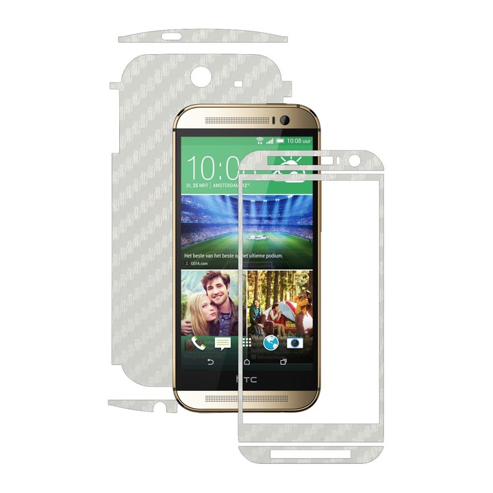 Защитно фолио Carbon Skinz, Adhesive Skin Cover for the Case, White Carbon, посветено на HTC One M8