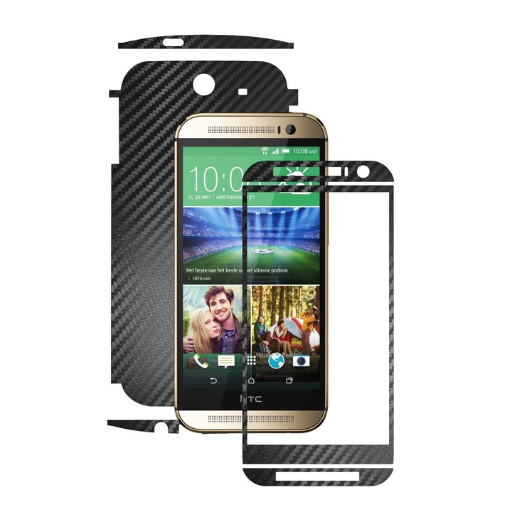 Защитно фолио Carbon Skinz, адхезивно защитно покритие за калъфа, черен въглерод, посветен на HTC One M8