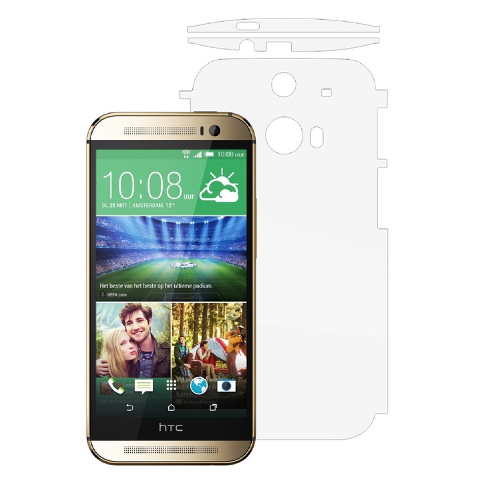 Invisible Skinz Ultra-Clear HD защитно фолио, самозалепващо се прозрачно покритие за корпуса и страните, посветено на HTC One M8