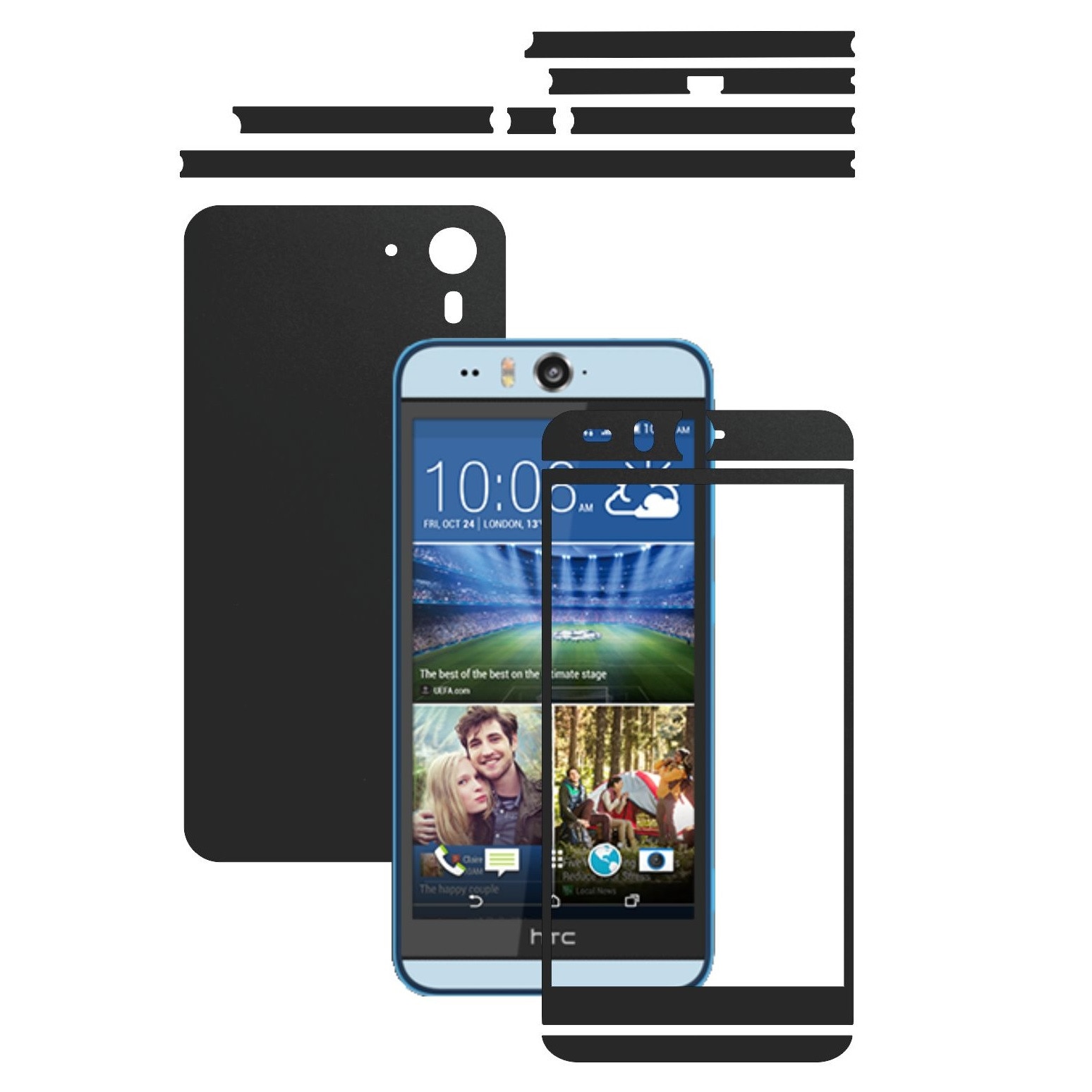 Folie de protectie Carbon Skinz, Husa de tip Skin Adeziv pentru Carcasa, Negru Mat dedicata HTC Desire Eye