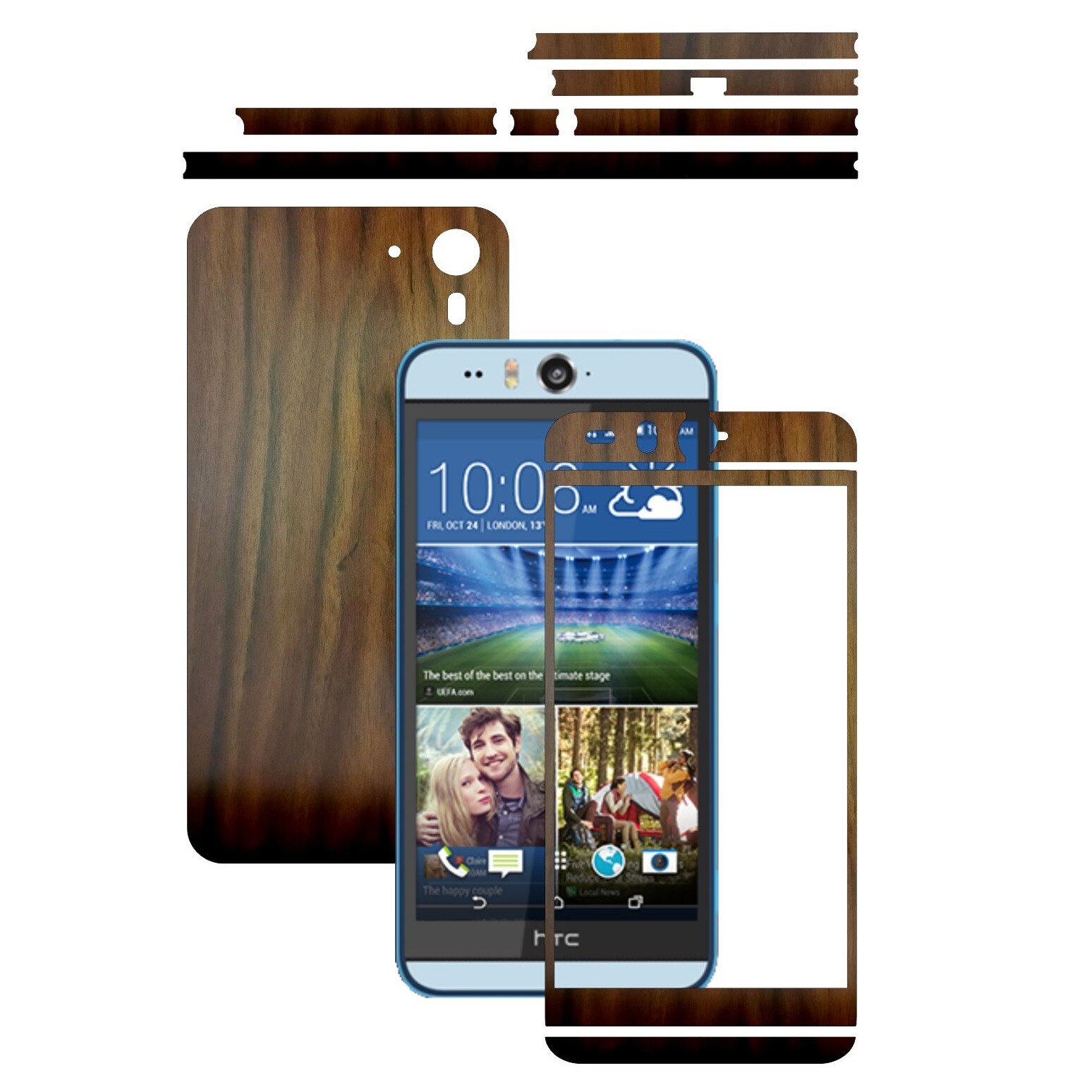 Folie de protectie Carbon Skinz, Husa de tip Skin Adeziv pentru Carcasa, Lemn Nuc Inchis dedicata HTC Desire Eye