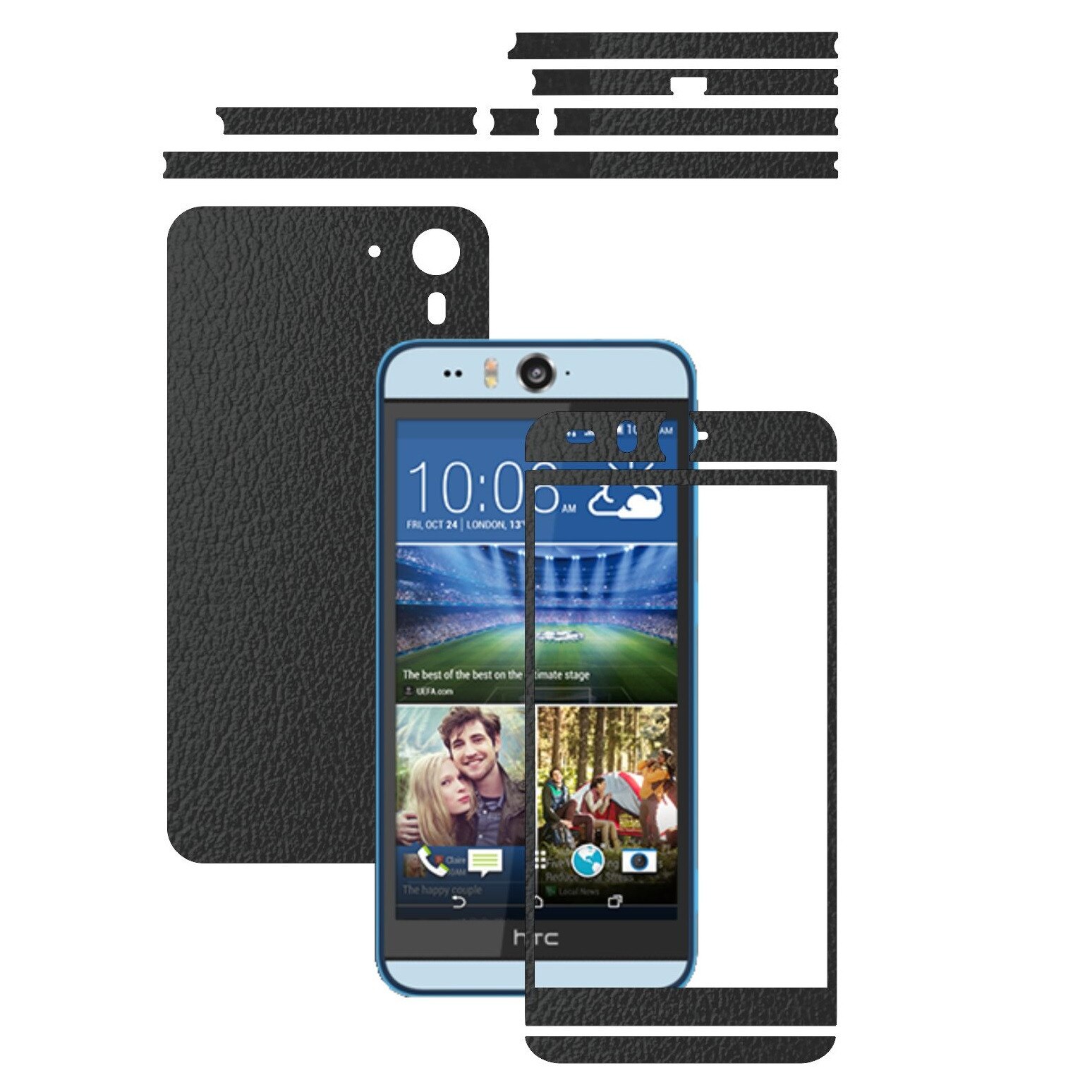 Folie de protectie Carbon Skinz, Husa de tip Skin Adeziv pentru Carcasa, Piele Neagra dedicata HTC Desire Eye