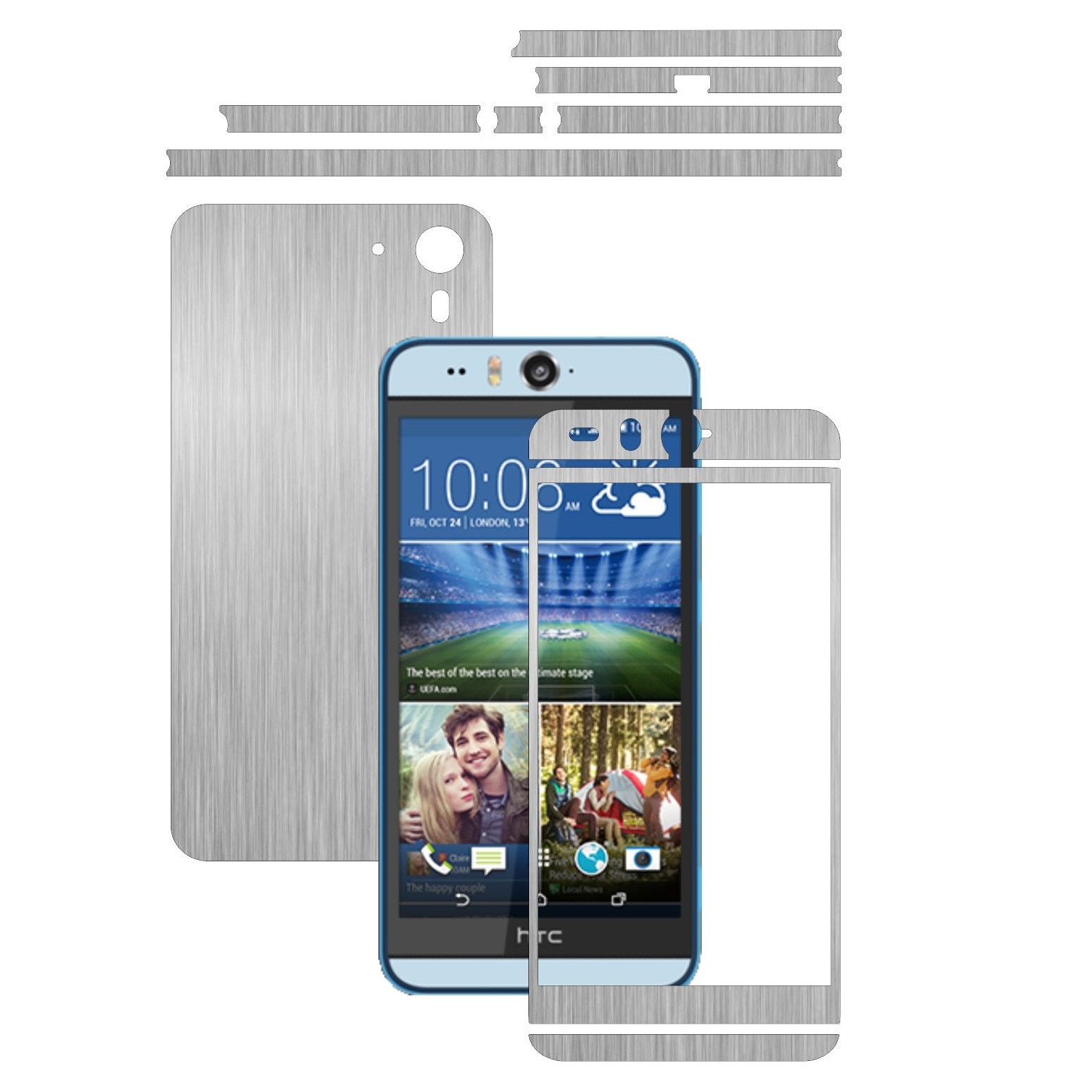 Folie de protectie Carbon Skinz, Husa de tip Skin Adeziv pentru Carcasa, Brushed Argintiu dedicata HTC Desire Eye