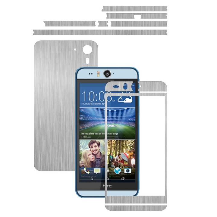 Защитно фолио Carbon Skinz, адхезивно защитно покритие за калъфа, матово сребристо, посветено на HTC Desire Eye