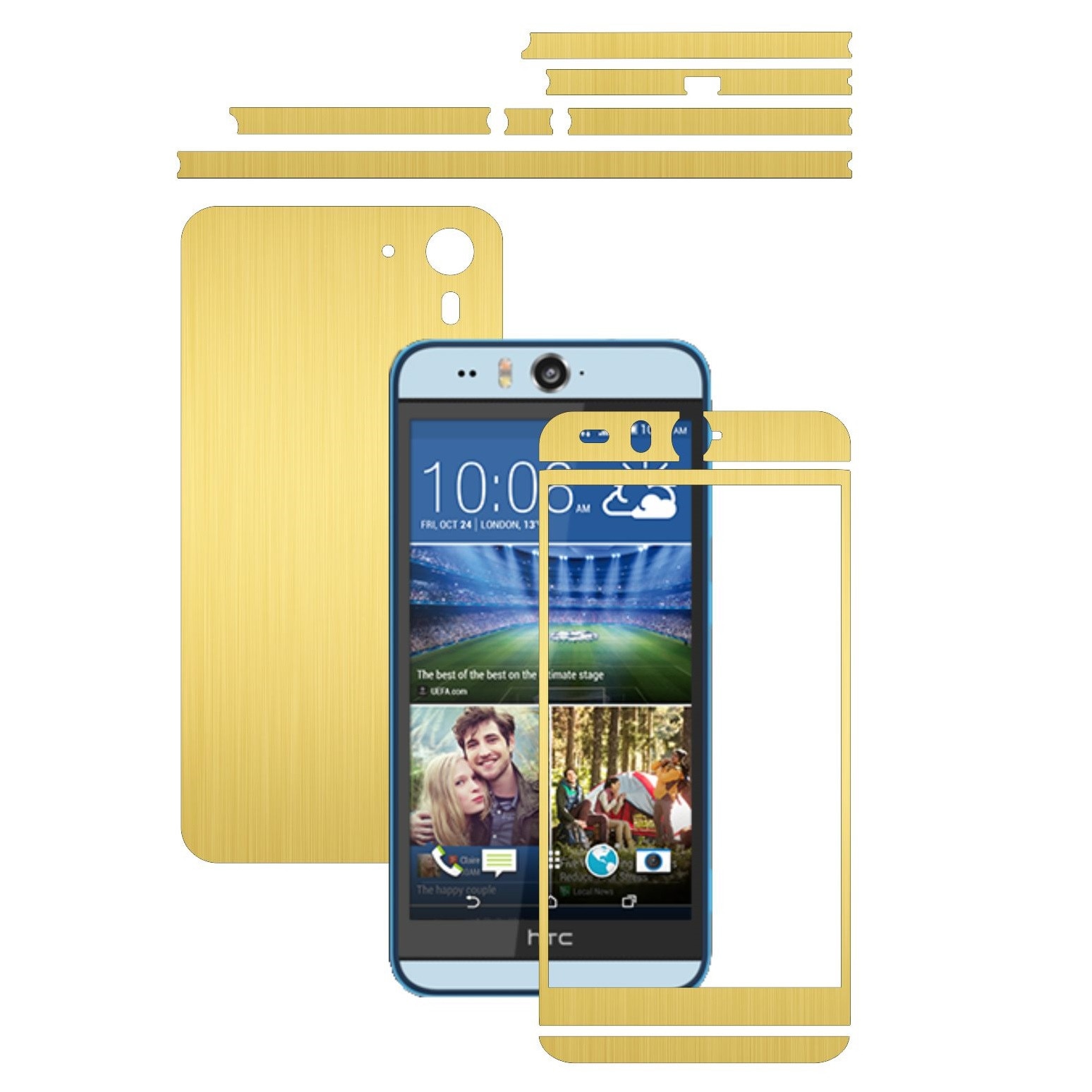 Folie de protectie Carbon Skinz, Husa de tip Skin Adeziv pentru Carcasa, Brushed Auriu dedicata HTC Desire Eye