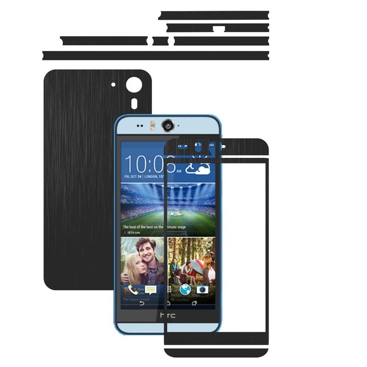 Защитно фолио Carbon Skinz, адхезивно защитно покритие за калъфа, черен черен, предназначен за HTC Desire Eye
