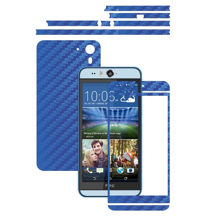 Защитен филм Carbon Skinz, Adhesive Skin Cover for the Case, Blue Carbon, посветен на HTC Desire Eye