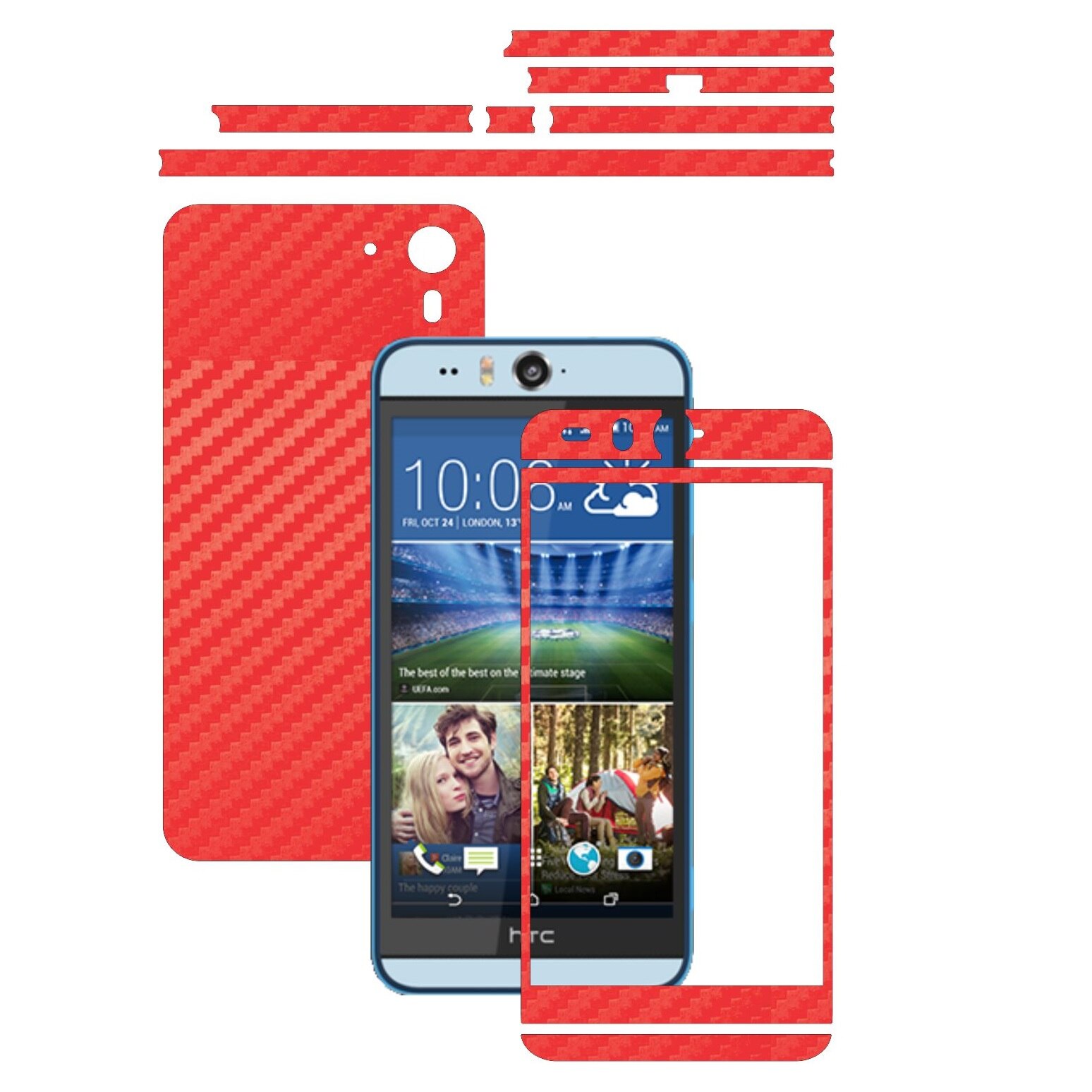 Folie de protectie Carbon Skinz, Husa de tip Skin Adeziv pentru Carcasa, Carbon Rosu dedicata HTC Desire Eye
